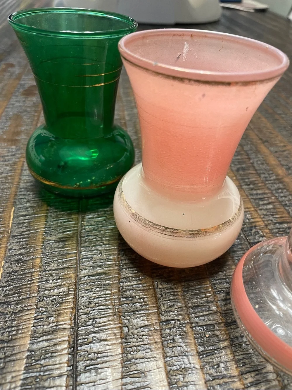Vintage MCM Miniature Bud Vase Lot Set of 6 Bartlett Collins Retro Rainbow Glass